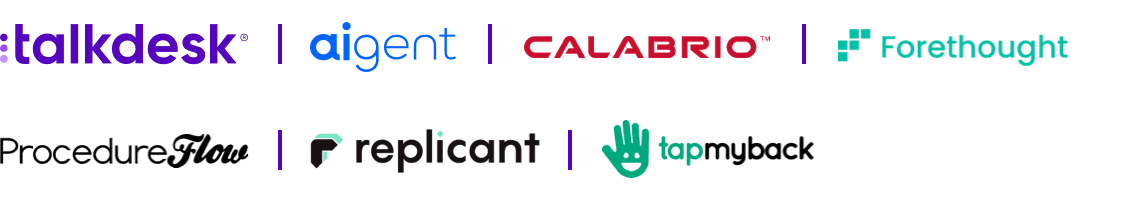 Webinar Logos Talkdesk Aigent Calabrio Forethought Replicant Procedureflow 1