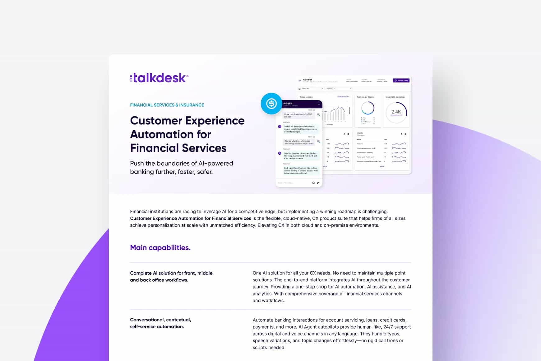 Customer Experience Automation (CXA) for Financial Services