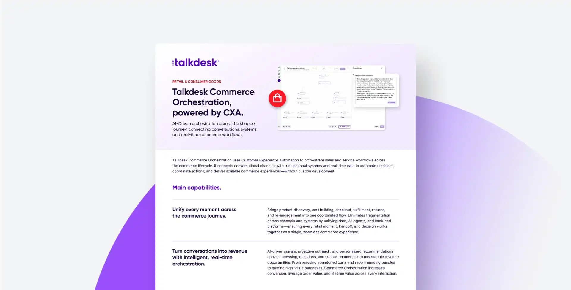 Talkdesk Commerce Orchestration Powered Cxa