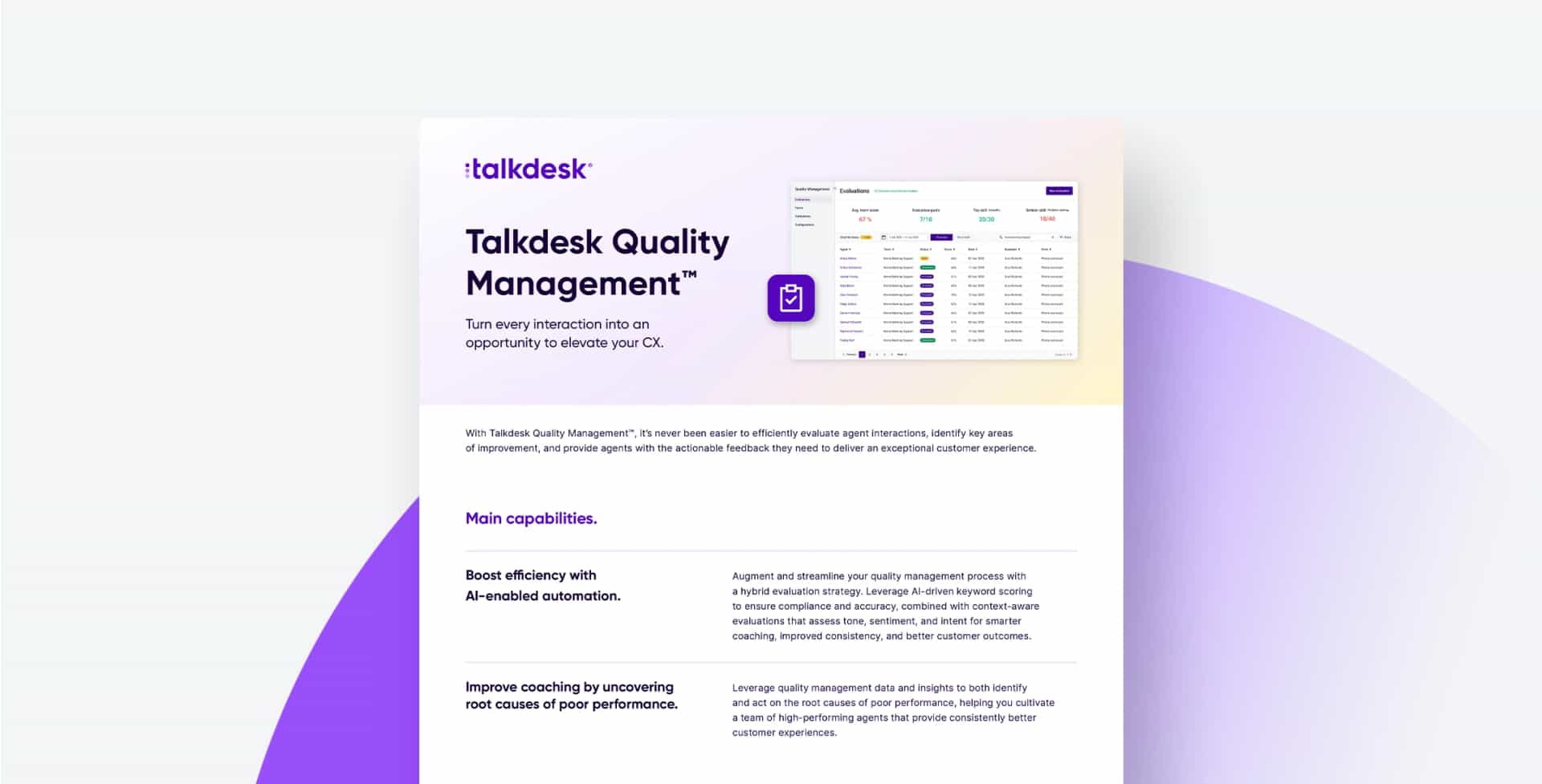 Talkdesk Quality Management