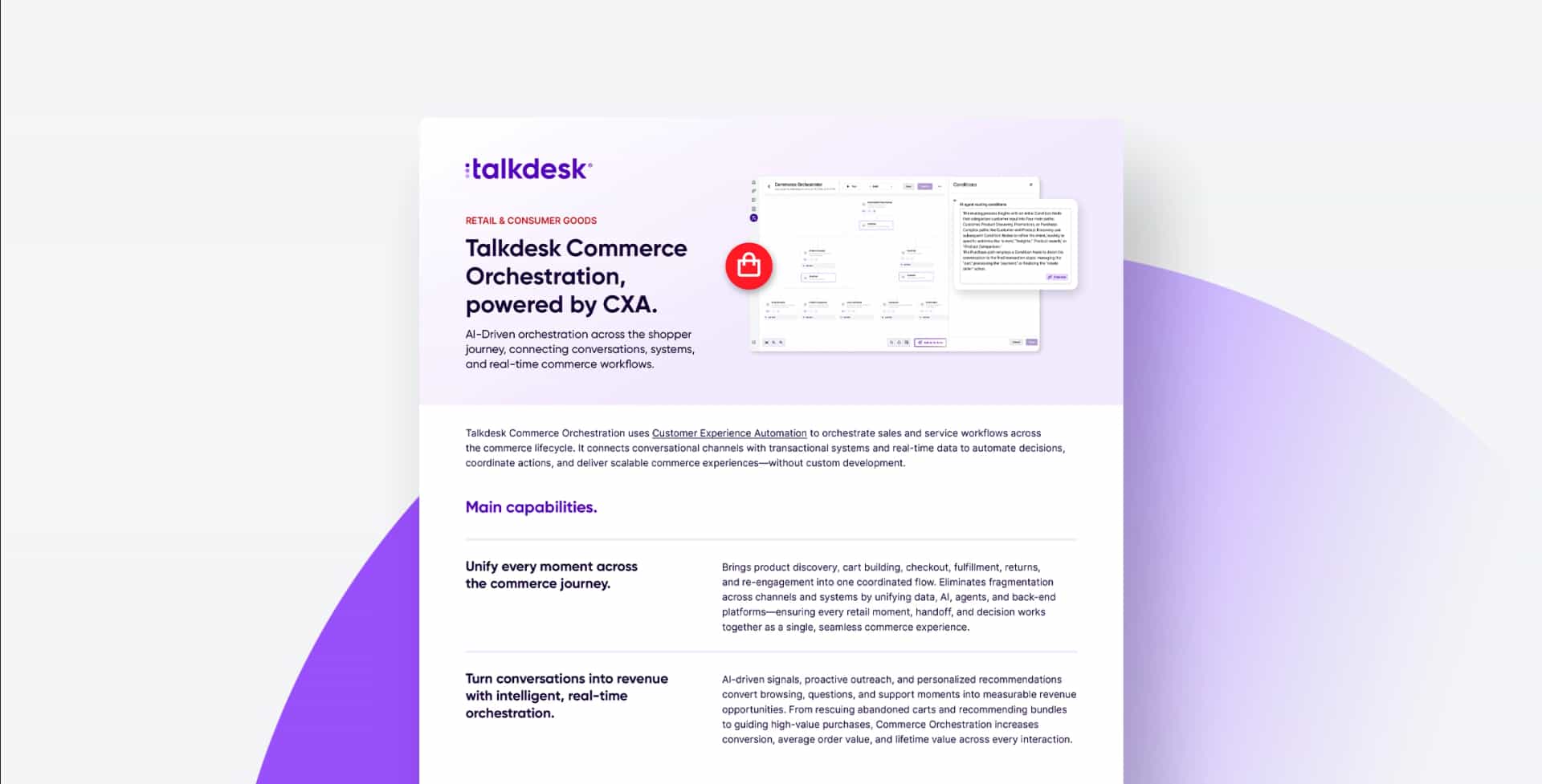 Talkdesk Commerce Orchestration Powered Cxa