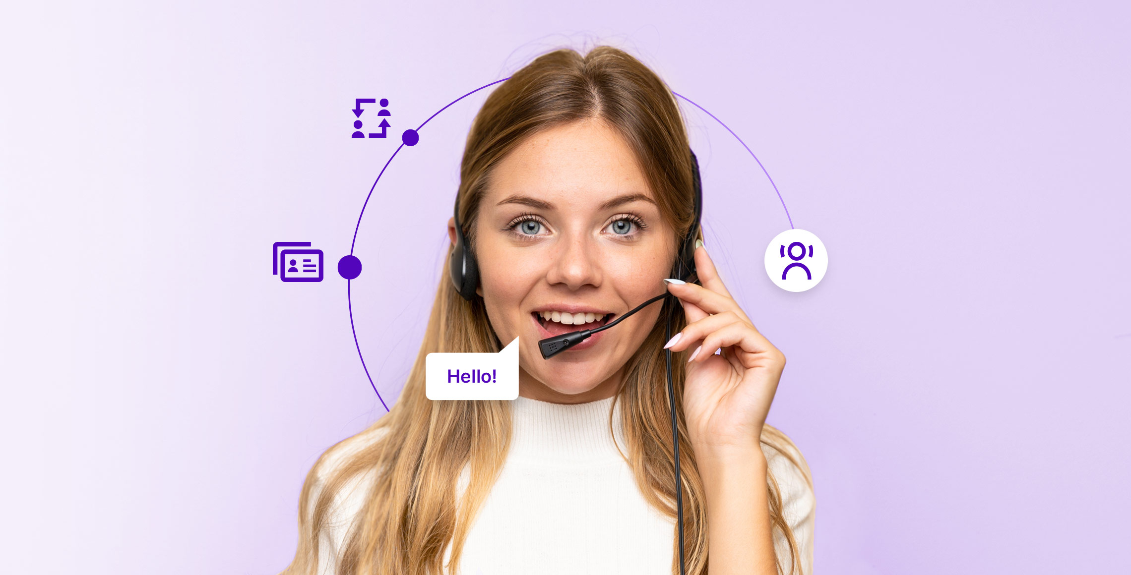 Woman with a headset starting the call center agent onboarding experience