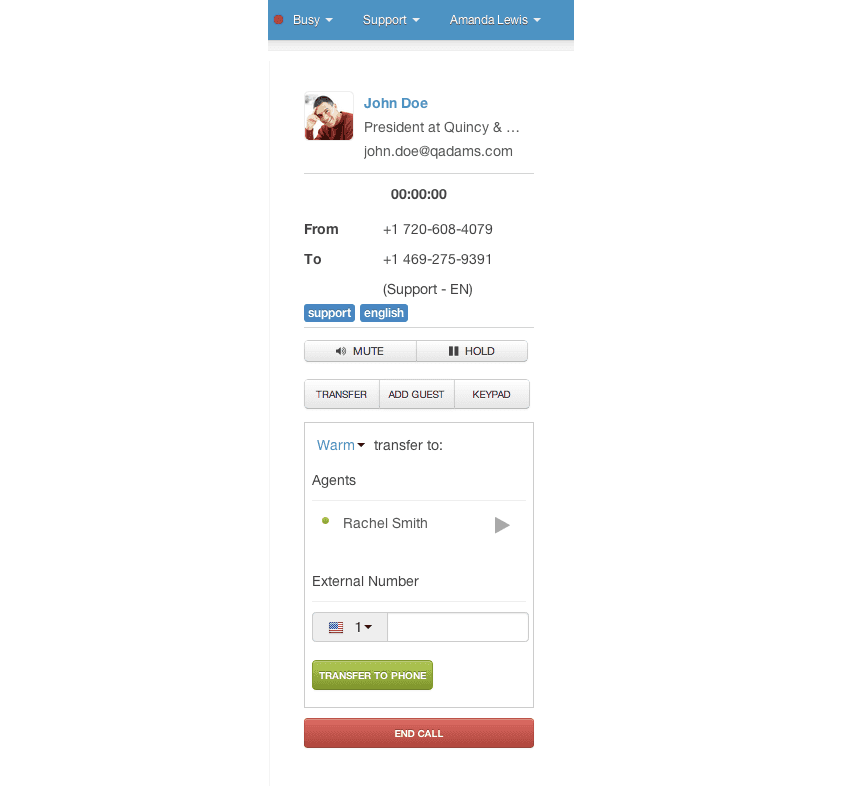 Warm transfer - Transfer to Phone