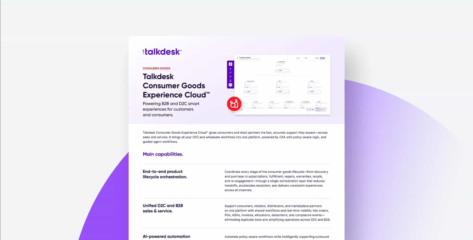 Datasheet Talkdesk Consumer Goods Experience Cloud
