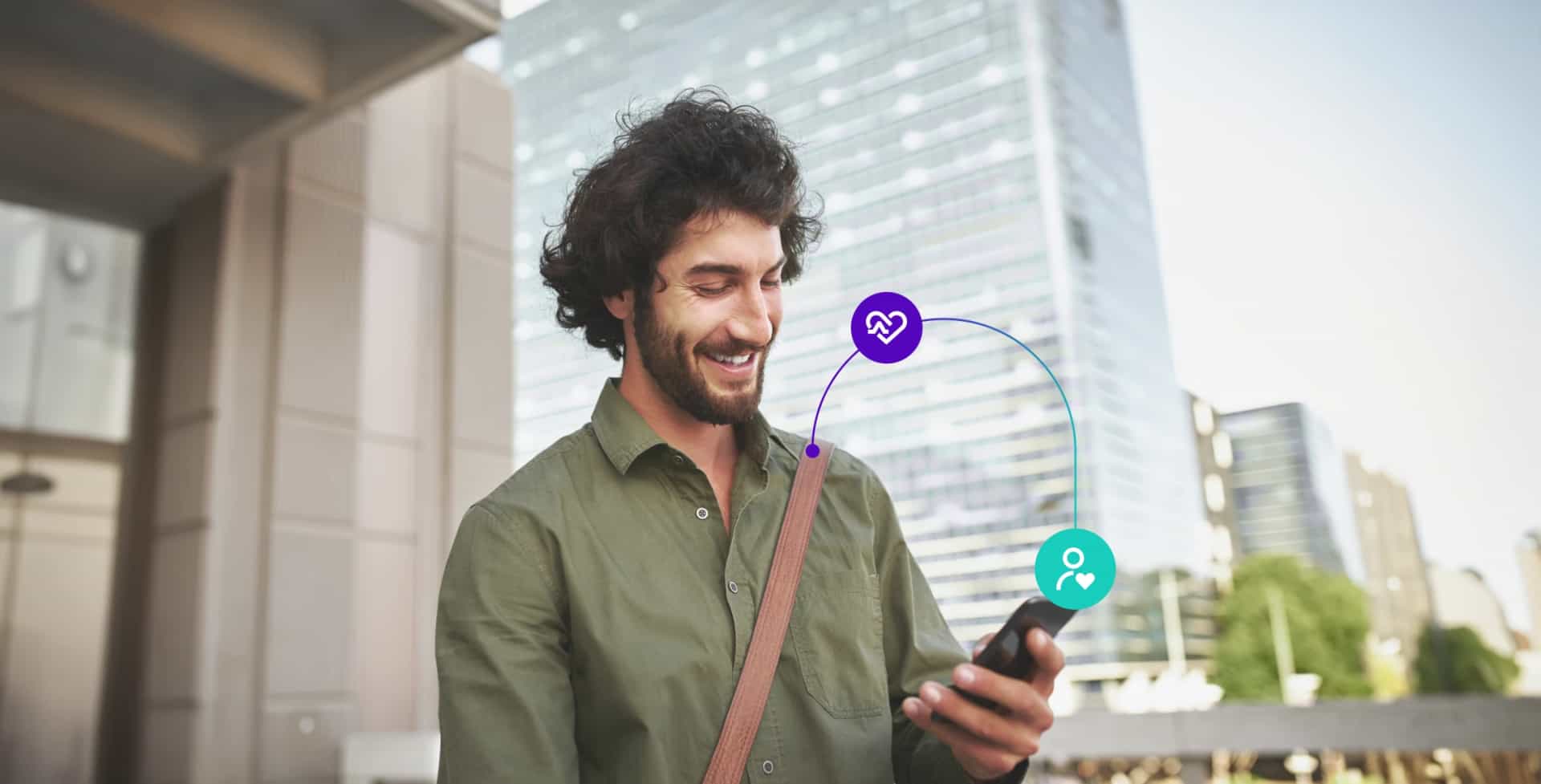 happy man looking at the phone experiencing a successful patient journey mapping