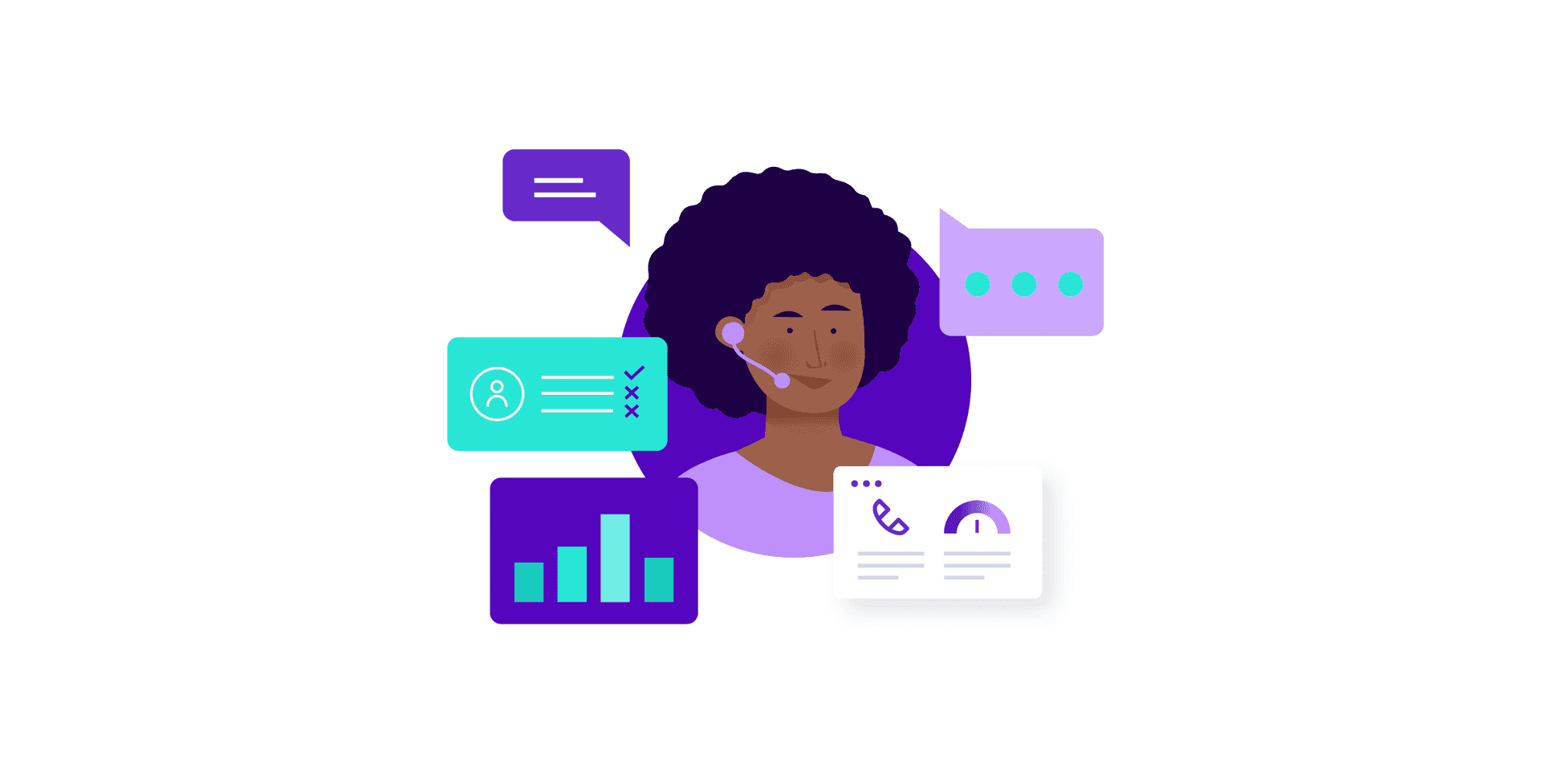 Woman in the center of several images related to patient engagement