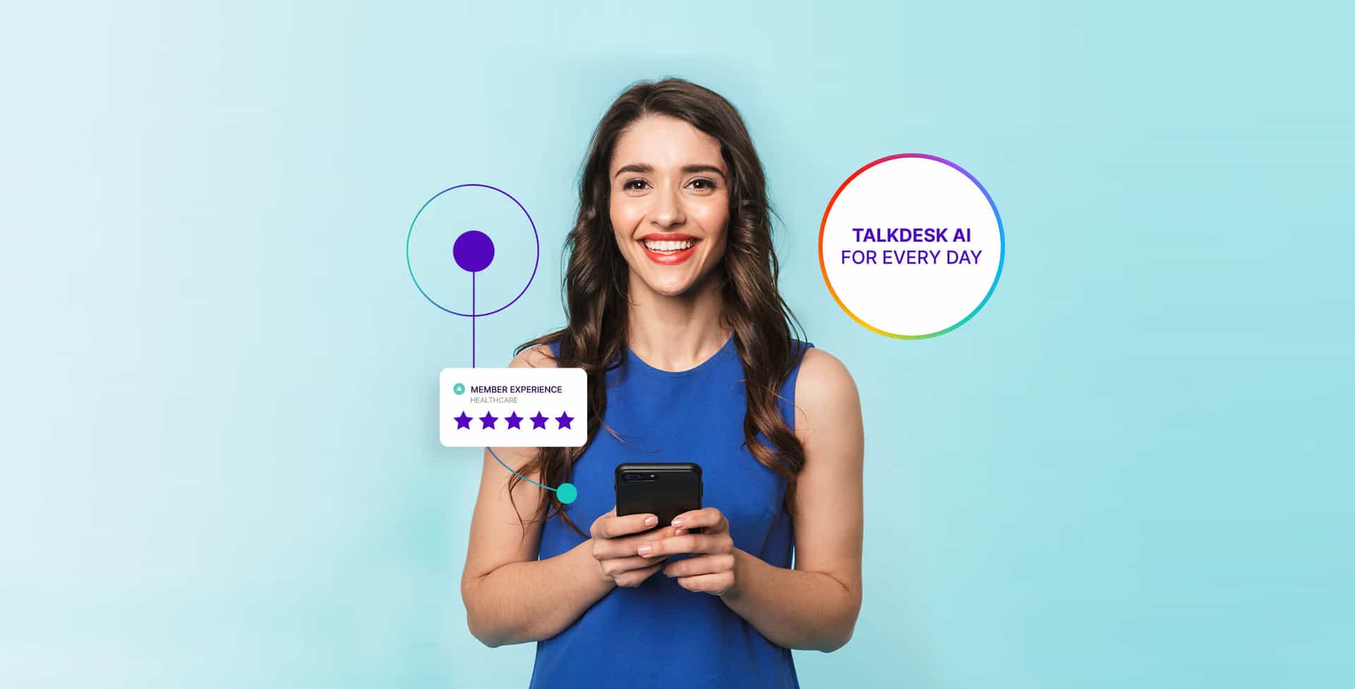 Woman holding a phone happy with her healthcare member experience