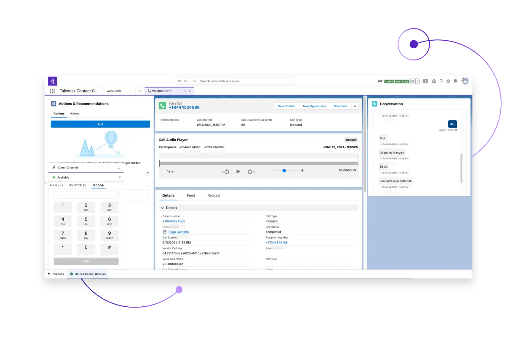 Migliora il CRM con la funzionalità completa di contact center all'interno di Salesforce con Talkdesk per Salesforce.