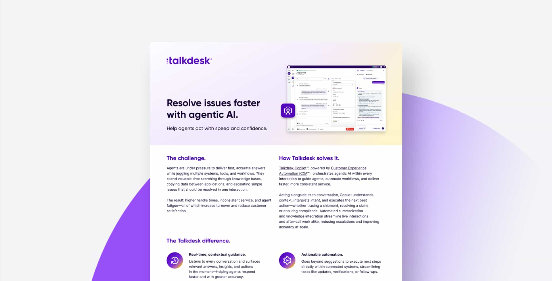 Datasheet Talkdesk Copilot Agentic