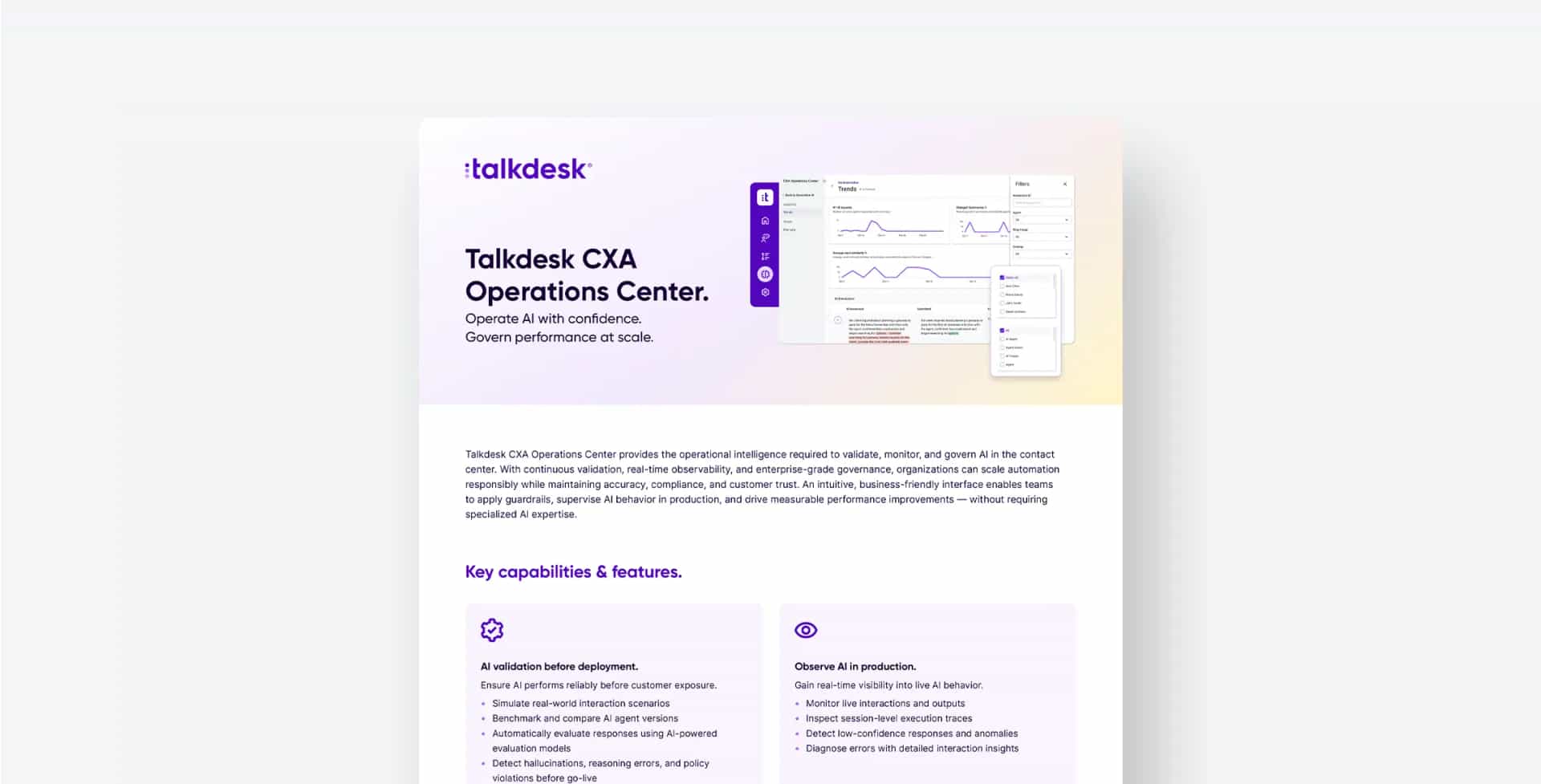 Talkdesk Cxa Operations Center
