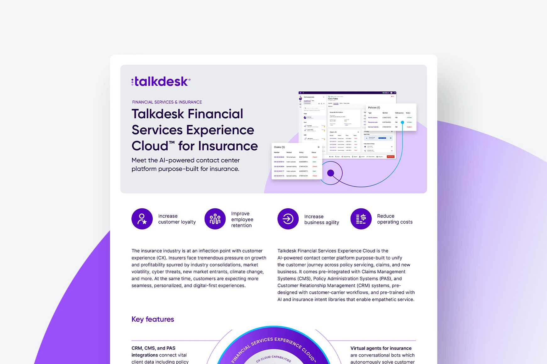 Talkdesk Financial Services Experience Cloud for Insurance