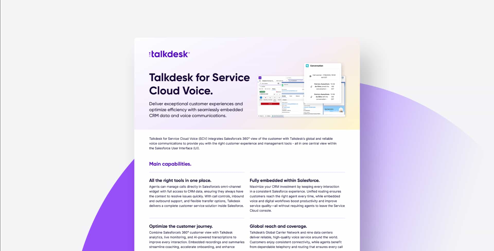 Talkdesk para Service Cloud Voice