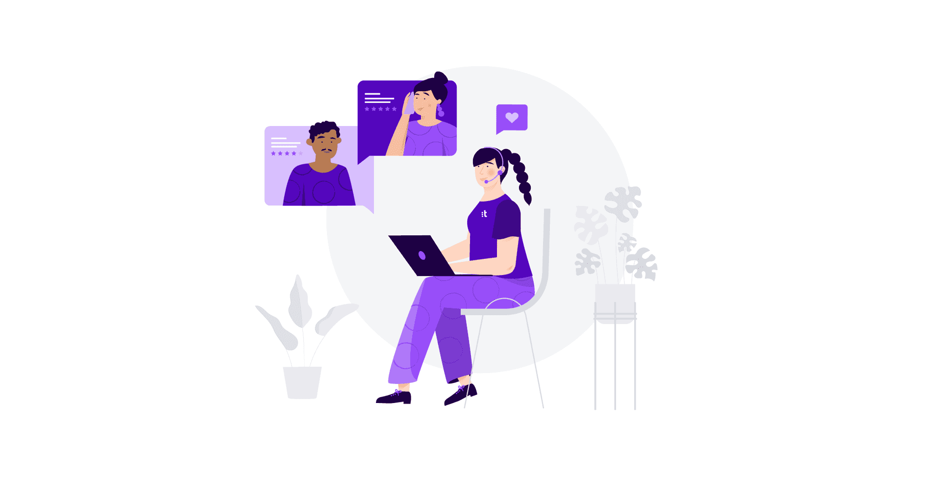 A female agent is interacting with happy customers through phone and voice channels.