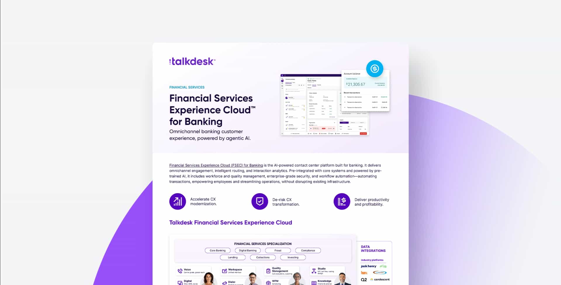 Talkdesk Financial Services Experience Cloud For Banking Digital
