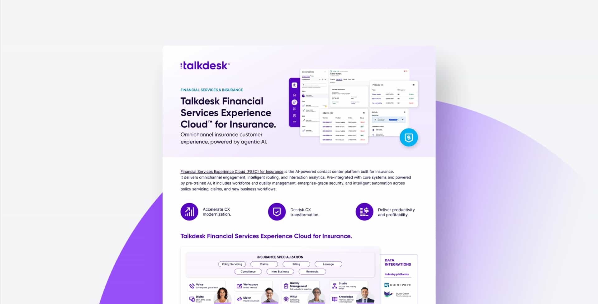 Talkdesk Financial Services Experience Cloud For Insurance